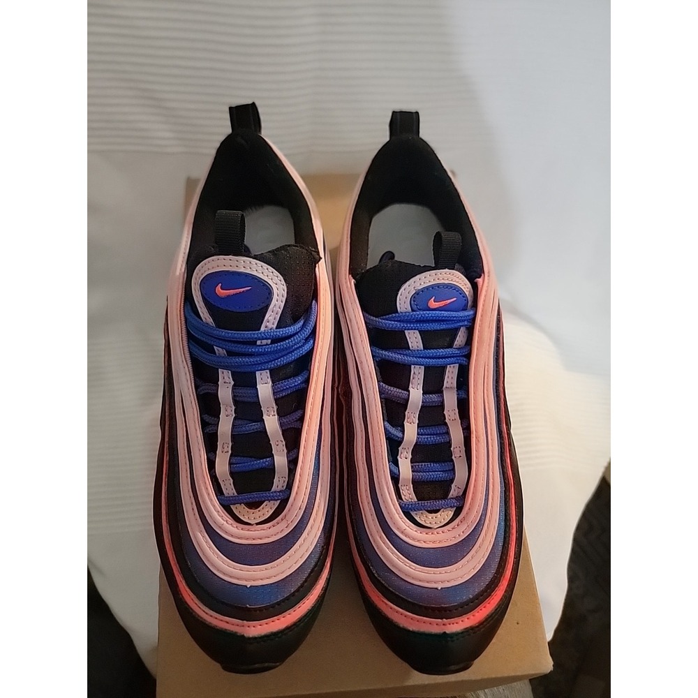 Nike Air Max 97 GS 'Black‎ Flash Crimson Racer Blue' 7y athletic Women's shoe